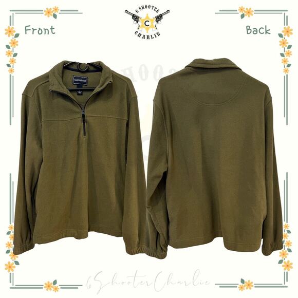 MEN'S GREEN 1/4 ZIP FLEECE PULLOVER SWEATER SWEATSHIRT - SADDLEBRED - SIZE M - Picture 1 of 3